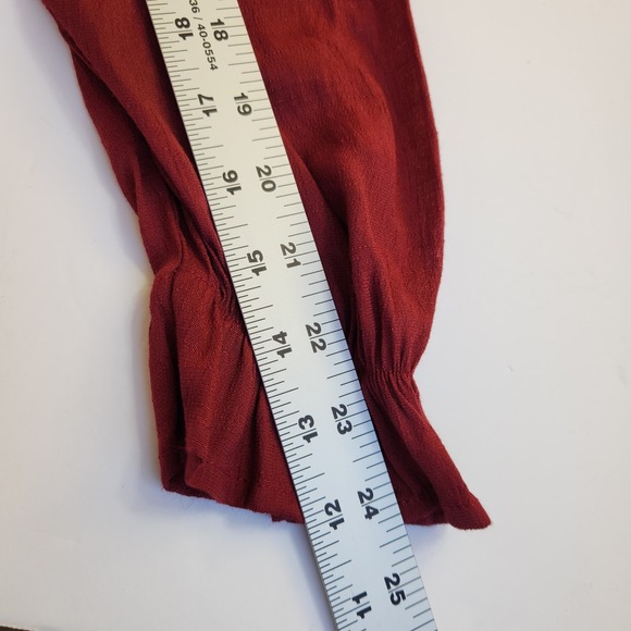 Wild Moss Womens Milk Maid Dress Sz Medium Burgundy Red Smocked Embroidered Boho - Picture 7 of 16